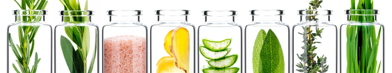 Chinook skincare cream, bottles, ingredients in container banner