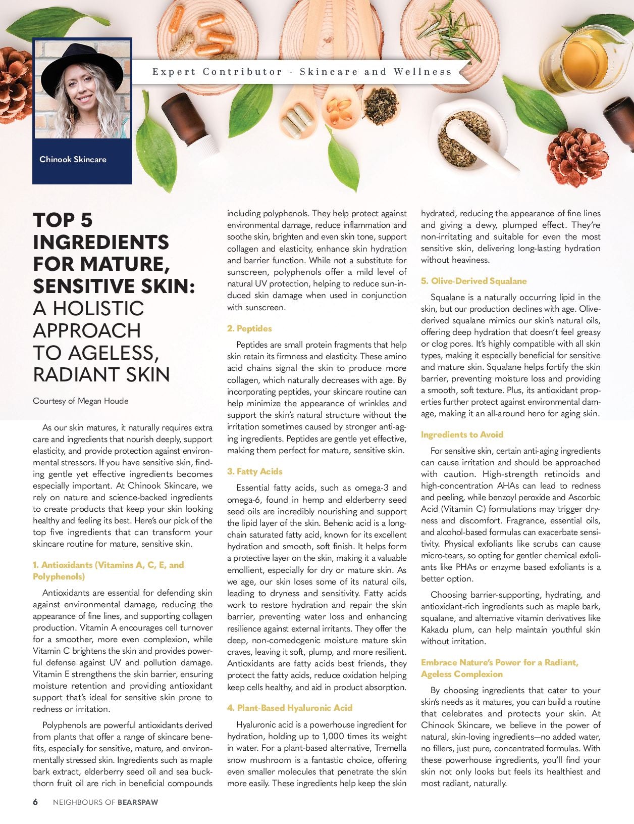 Chinook Skincare January Newsletter Top 5 Ingredients
